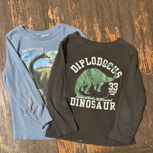 H&M 4-6yo Diplodocus Long Sleeve Tees - Blue & Brown/Black. So Soft!